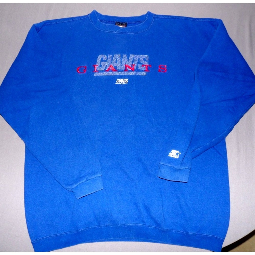 New York Giants Vintage 90's STARTER Blue Crew Neck Sweatshirt Men's XL